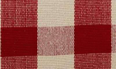 Design Imports Checkered Fringe Cotton Table Runner In Red
