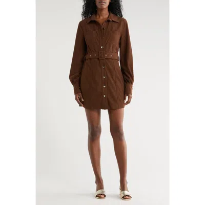 Area Stars Sosi Long Sleeve Shirtdress In Brown