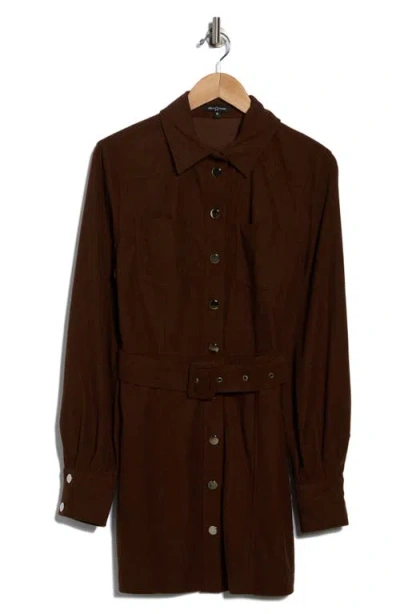 Area Stars Sosi Long Sleeve Shirtdress In Brown