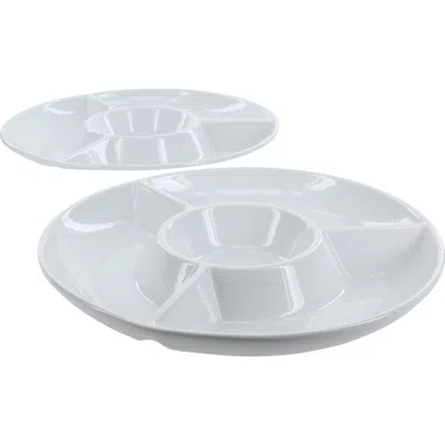 Bia Cordon Bleu Set Of 2 Round Chip & Dip Servers In White