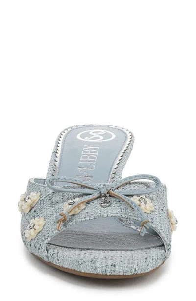 Sam & Libby Olliefluer Kitten Heel Slide Sandal In Blue