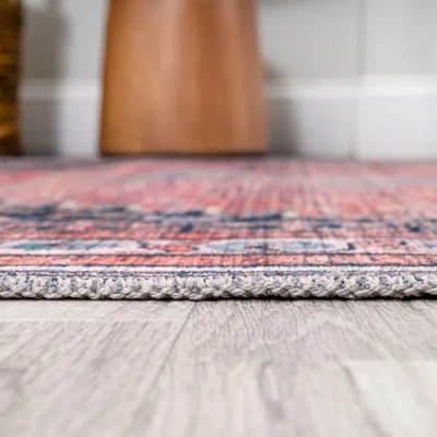 Jonathan Y Dalyan Geometric Medallions Machine-washable Area Rug In Red