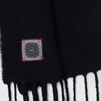 Destin Wool And Cashmere Fringed Scarf In Black