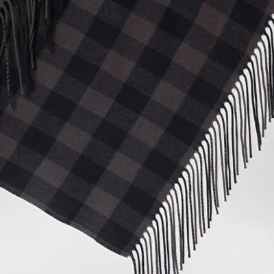 Destin Brown Check Wool And Cashmere Shawl In Black