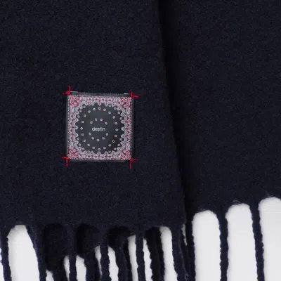 Destin Wool And Cashmere Fringed Scarf In Blue