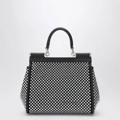 Dolce & Gabbana Sicily Medium Handbag With Crystals In Black