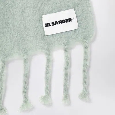 Jil Sander Pale Green Mohair Blend Scarf In Green