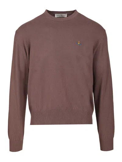 Vivienne Westwood Alex Round Neck Knitwear Brown In Burgundy