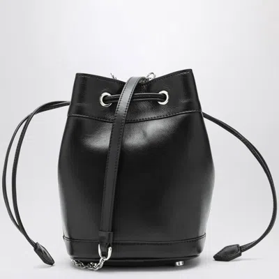 Roger Vivier Mini Leather Bucket Bag With Crystal Buckle In Black