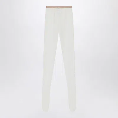 Valentino Lace Tights Elastic Waistband Sheer Fabric In White