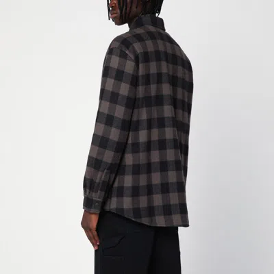 Destin Check Pattern Wool And Cashmere Overshirt In Black