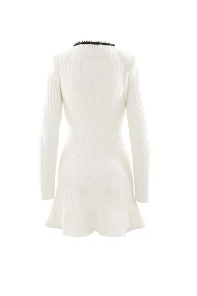 Self-portrait Beaded Knit Mini Dress In White