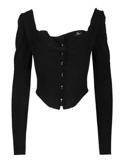 Vivienne Westwood Mens Black Bea Corset Cotton And Cashmere-blend Cardigan In Black