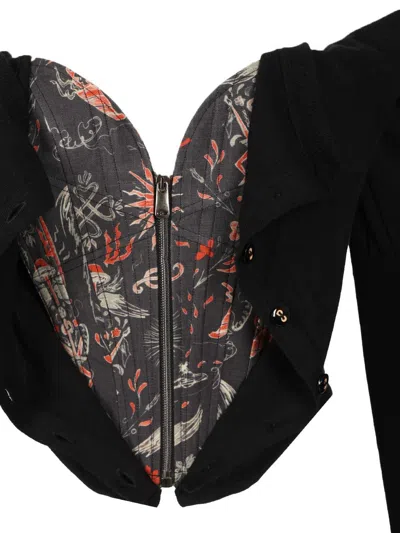 Vivienne Westwood Mens Black Bea Corset Cotton And Cashmere-blend Cardigan In Black