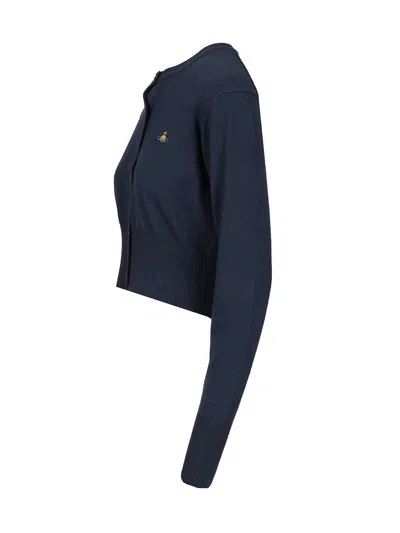Vivienne Westwood Navy Bea Cropped Cardigan In Blue