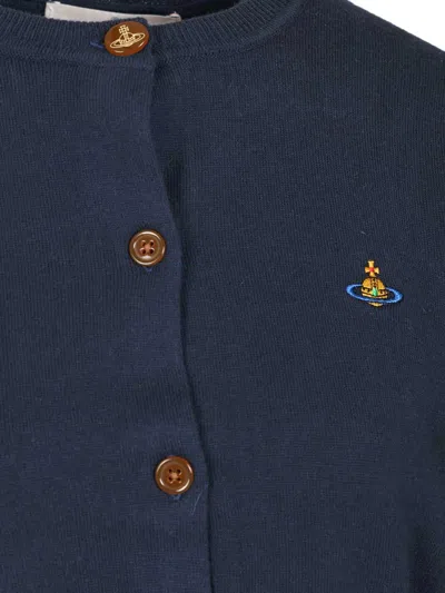 Vivienne Westwood Navy Bea Cropped Cardigan In Blue
