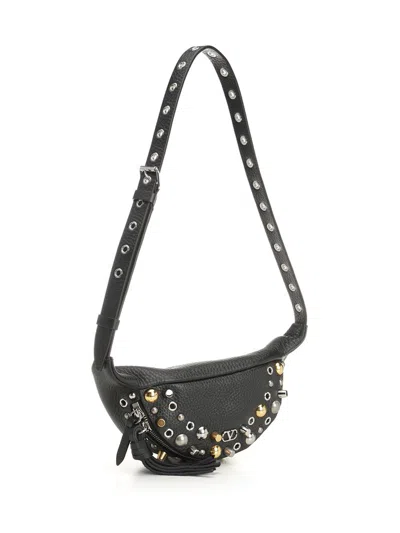 Valentino Stud-embellished Belt Bag In Black