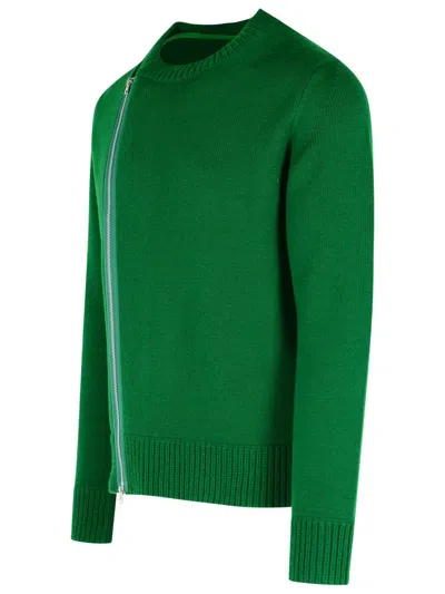 Sacai Zip-detail Wool Sweater In Green