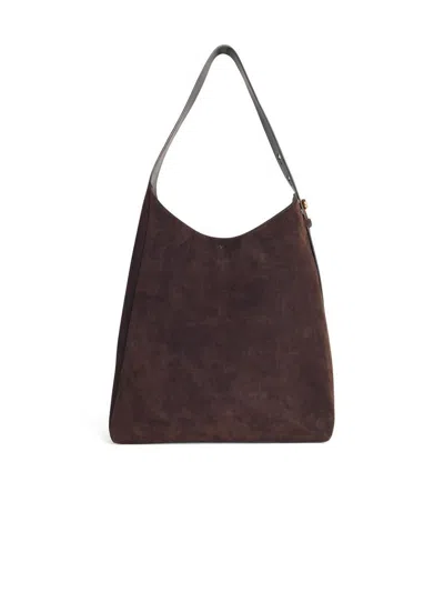 Tory Burch Hobo Romy Dark Brown Suede Bag In Burgundy