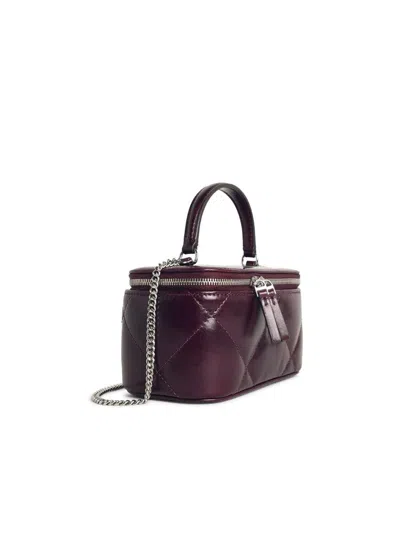 Tory Burch Kira Quilted Leather Top-handle Mini Bag In Burgundy