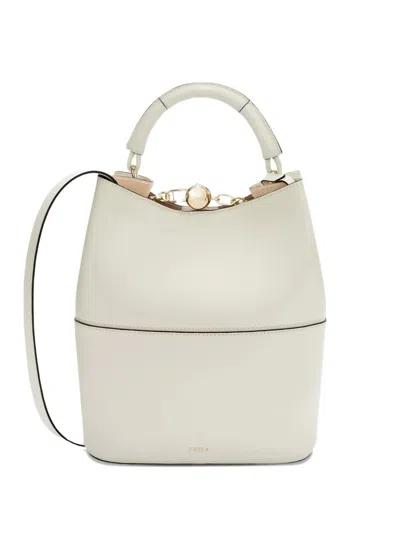 Furla Sfera Logo-buckle Bucket Bag In White