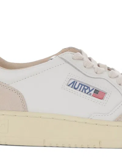 Autry Medalist Low Sneakers In White And Burgundy Suede And Leather In Multi
