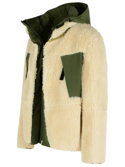 Sacai Sherling Beige Wool Blend Jacket In Yellow