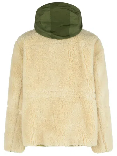 Sacai Sherling Beige Wool Blend Jacket In Yellow