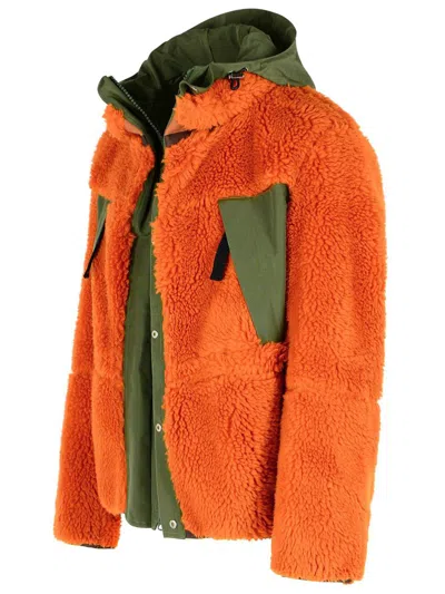 Sacai Wool-blend And Canvas Jacket In Orange