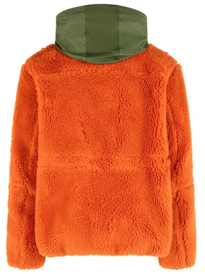 Sacai Wool-blend And Canvas Jacket In Orange