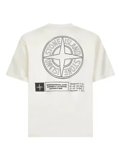 Stone Island Cotton Crew Neck T-shirt With Graphic Print In White