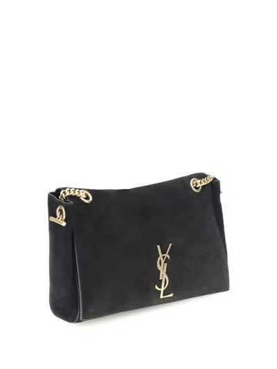 Saint Laurent Kate Medium Reversible Ysl Crossbody Bag In Suede And Smooth Leather In Black