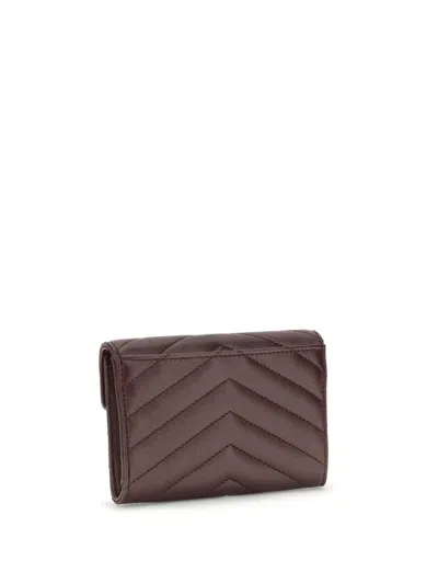 Saint Laurent Cassandre Wallet In Brown