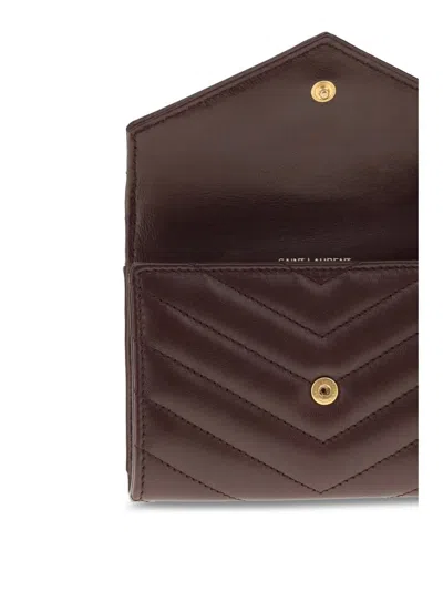 Saint Laurent Cassandre Wallet In Brown