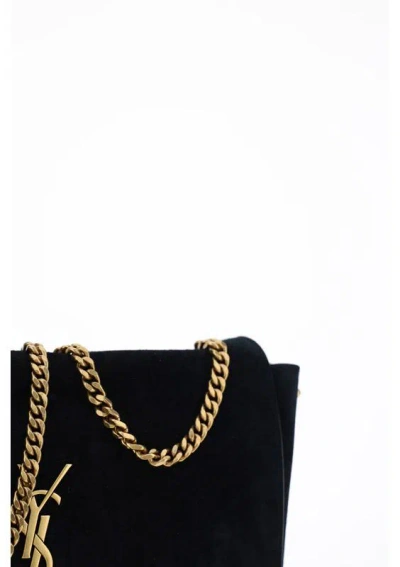 Saint Laurent Kate Medium Reversible Ysl Crossbody Bag In Suede And Smooth Leather In Black