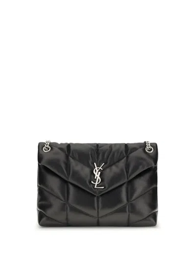 Saint Laurent Lou Puffer Toy Ysl Crossbody Bag In Quilted Leather In Black