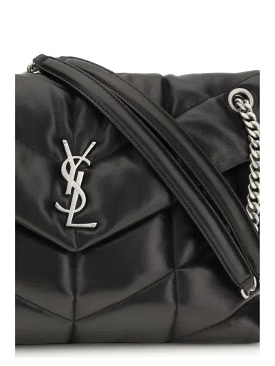 Saint Laurent Lou Puffer Toy Ysl Crossbody Bag In Quilted Leather In Black