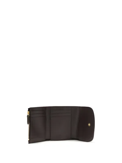 Burberry Compact Wallet With Leather Inserts In Check Pattern In Neutral