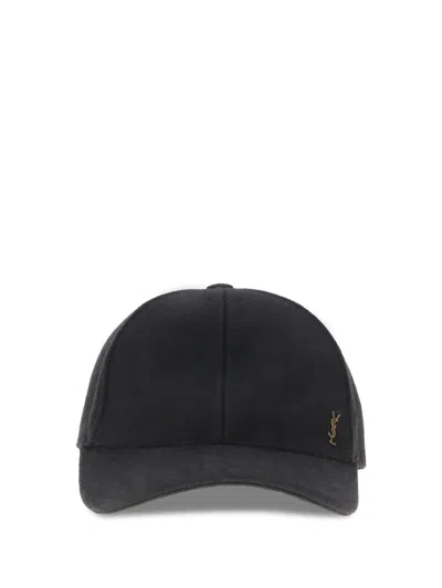Saint Laurent Wool Baseball Cap In Black