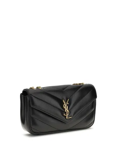 Saint Laurent Loulou Mini Ysl Chain Crossbody Bag In Quilted Leather In Black