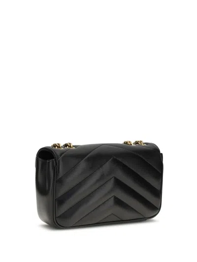 Saint Laurent Loulou Mini Ysl Chain Crossbody Bag In Quilted Leather In Black