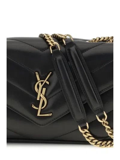 Saint Laurent Loulou Mini Ysl Chain Crossbody Bag In Quilted Leather In Black