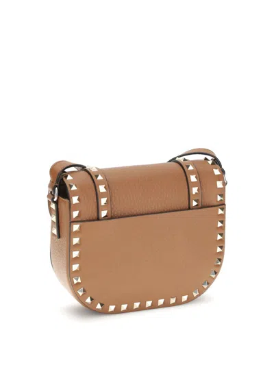 Valentino Rockstud Small Messenger Shoulder Bag In Sand