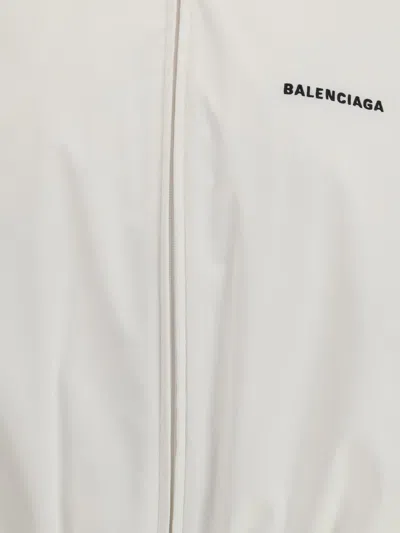 Balenciaga High Collar Zip Jacket With Bold Logo Detailing In White