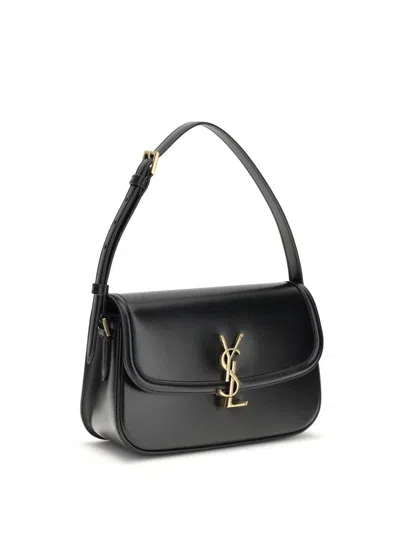 Saint Laurent Medium Solferino Leather Shoulder Bag In Black