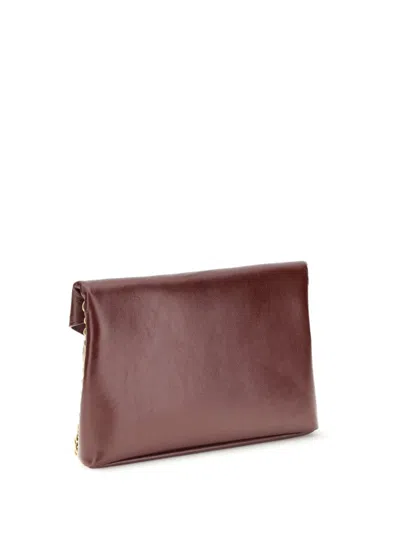 Saint Laurent Cassandre Chain Clutch Bag In Burgundy