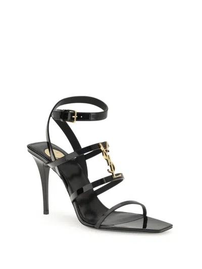 Saint Laurent Cassandra Sandals In Patent Leather Shoes In Black