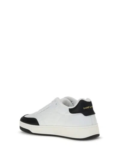 Saint Laurent Smooth Leather Sneakers Contrast Panel In White