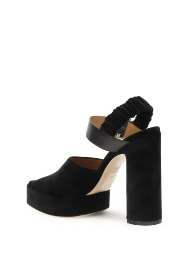 Chloé Paddington Leather-trimmed Velvet Platform Sandals In Black