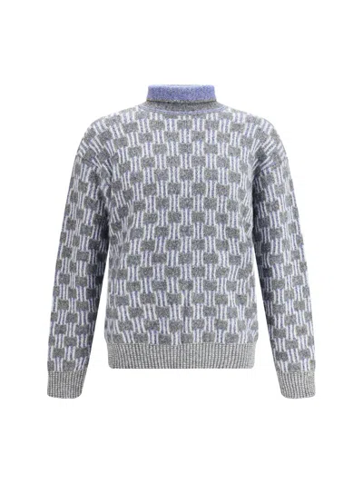 Giorgio Armani Men Graphic Pattern Turtleneck Sweater In Blue